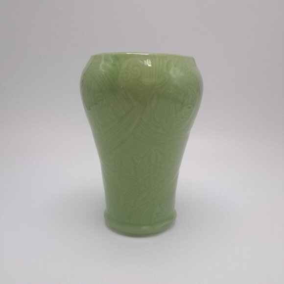 Max Factor Khara Fantasy Green Embossed Ceramic Jar Vase NO LID - Picture 8 of 10
